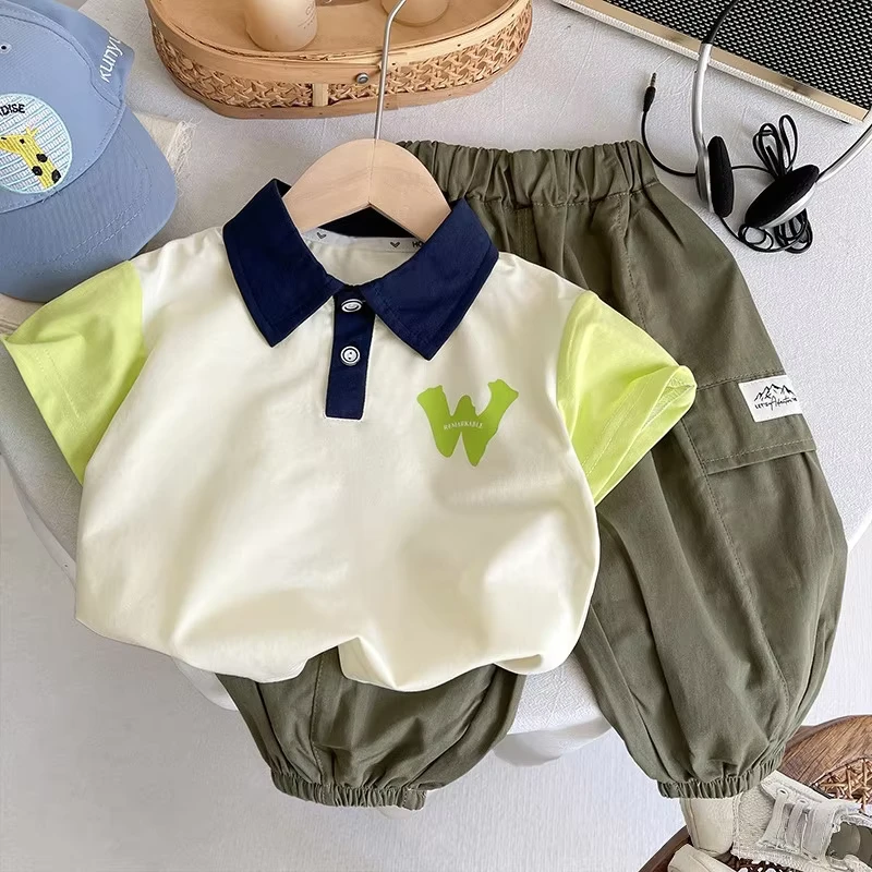 CHINEE-1-6Y-Summer-Polo-Shirt-and-Pants-2pcs-Print-Casual-Baby-Boy-Clothing-Set-1
