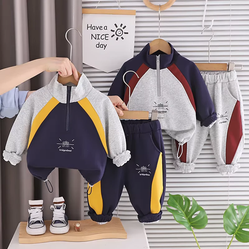 CHINEE-2026High-Quality-Childrens-Casual-2pcs-Set-for-Baby-Boys-Cotton-Woven-Fabric-Cartoon-Pattern-Outwear-Suit-for-Spring-Autumn-1