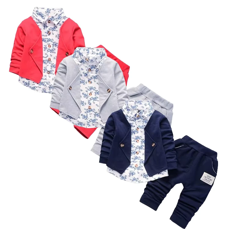 CHINEE-2pcs-Flower-Print-Children-Gentlemen-Turtle-Neck-Floral-Blouse-Suit-Long-Sleeve-Baby-Boy-Clothing-Set-1