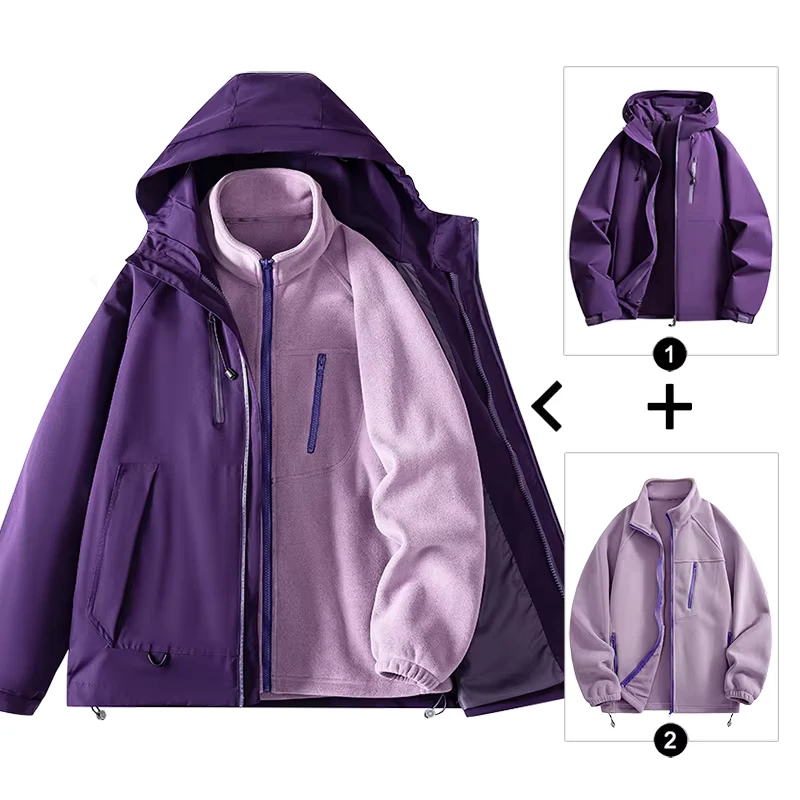 CHINEE-3-in-1-Softshell-Jacket-400g-Polar-Fleece-Liner-Detachable-Unisex-Winter-Warm-Outdoor-Coat
