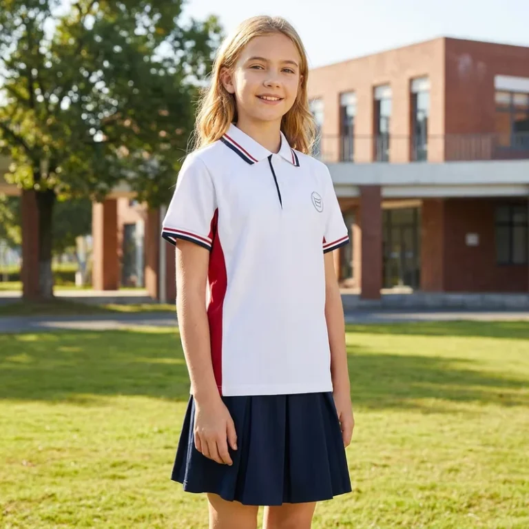 CHINEE-521001-Durable-Pilling-Resistant-Cotton-School-Uniforms-Sets-White-Polo-Shirt-and-Navy-Skirt-Shorts-for-Kids-Daily-Wear-1