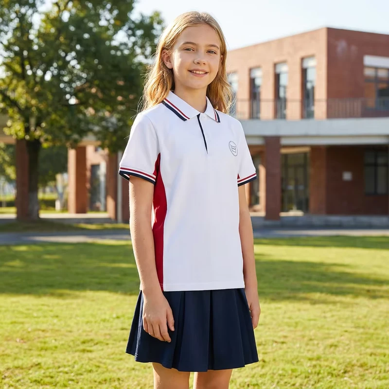 CHINEE-521001-Durable-Pilling-Resistant-Cotton-School-Uniforms-Sets-White-Polo-Shirt-and-Navy-Skirt-Shorts-for-Kids-Daily-Wear-1