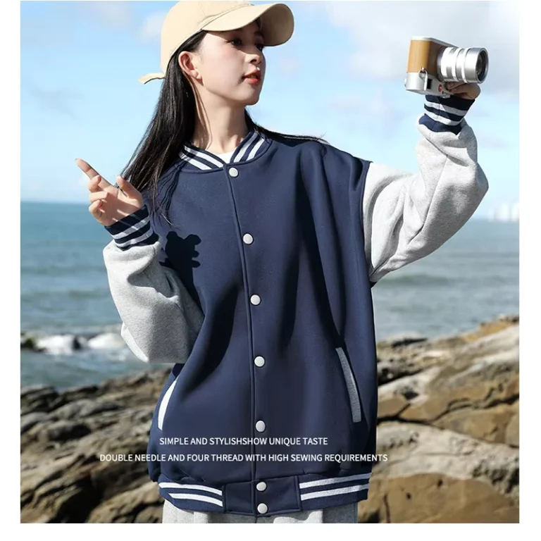 CHINEE-600G-Fleece-Lined-100-Cotton-Loose-Fit-Unisex-Baseball-Jacket-for-Class-Work-Uniform-Custom-Logo-Printing-Available