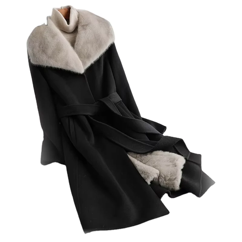 CHINEE-A59773-Women-Real-Wool-Blends-Black-Coat-Lady-Rex-Fur-Lining-Cross-Mink-Fur-Collar-Leisure-Fall-Winter-Wool-Long-Outwear