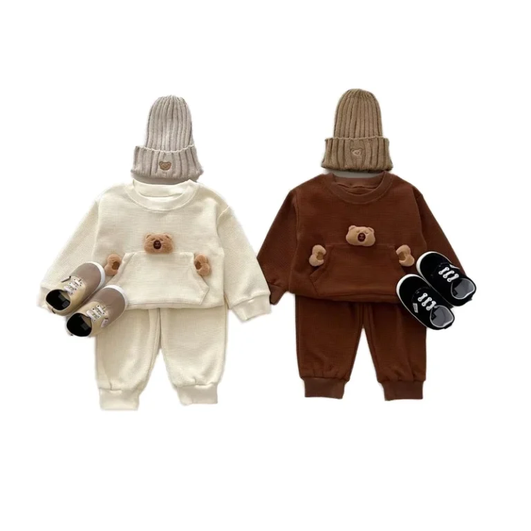 CHINEE-Angou-Korean-Childrens-Wear-Boys-Girls-Baby-Suit-Autumn-Breathable-Soft-Cotton-Waffle-Bear-Long-Sleeve-Sweatshirt-Sportswear-1