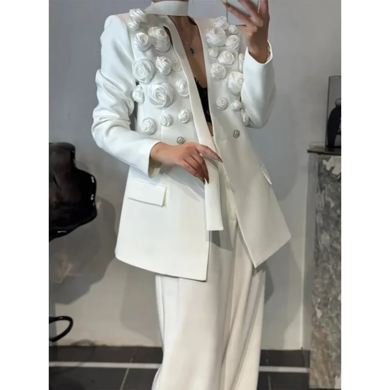 CHINEE-Autumn-Solid-Spliced-Appliques-Two-Piece-Sets-Female-V-Neck-Long-Sleeve-Patchwork-Pocket-Top-High-Waist-Pant-Set-for-Women-1