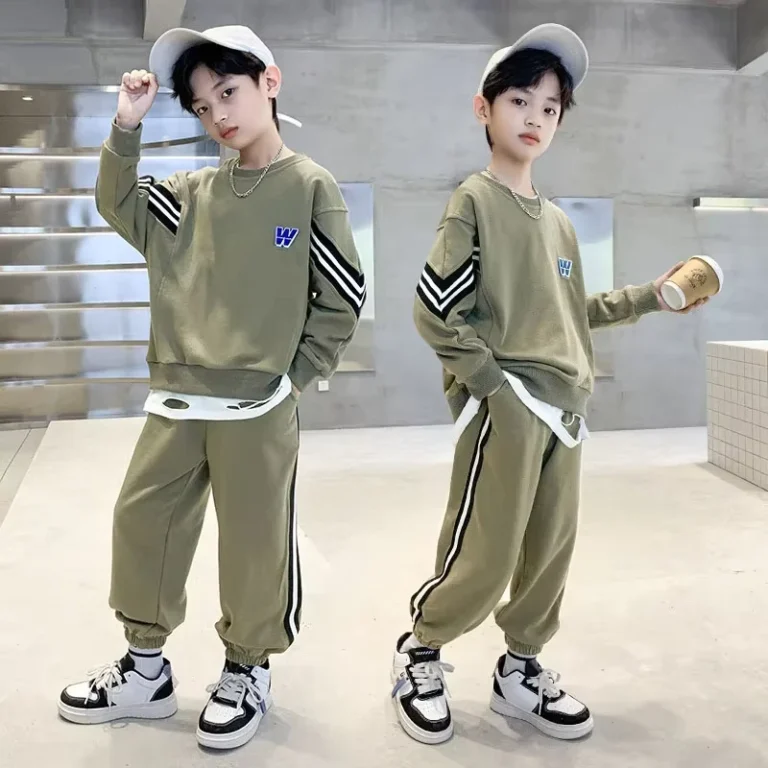 CHINEE-Autumn-Spring-Teen-Boys-Clothing-Set-Children-Side-Stripe-Sweatshirt-Pullover-Top-and-Sport-Pant-Suit-2PCS-Sport-Outfits-1