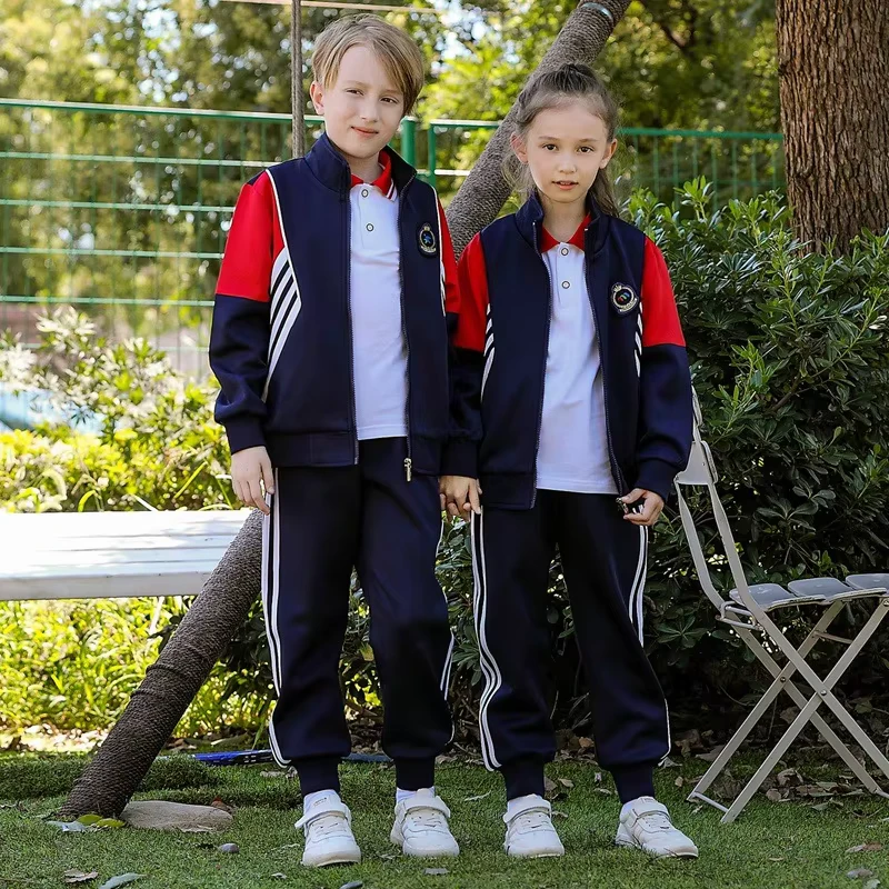 CHINEE-Autumn-Winter-Quickdry-Color-Block-Patchwork-Sports-Baseball-Jackets-Sweatpants-Zipper-Kids-Two-Piece-Tracksuit-Set-1