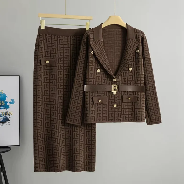 CHINEE-Autumn-Winter-Womens-High-End-Slim-Knitted-Hip-Skirt-Two-Piece-Set-Cross-Border-Professional-Suit-Button-Womens-Coat-Fashion