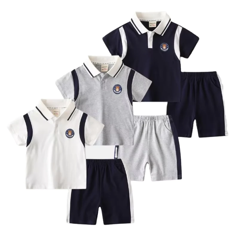 CHINEE-Baby-Clothing-Set-Summer-Casual-Boys-Two-Piece-Set-Short-Sleeve-Polo-Shirt-Shorts-for-Childrens-Lapel-Look-1