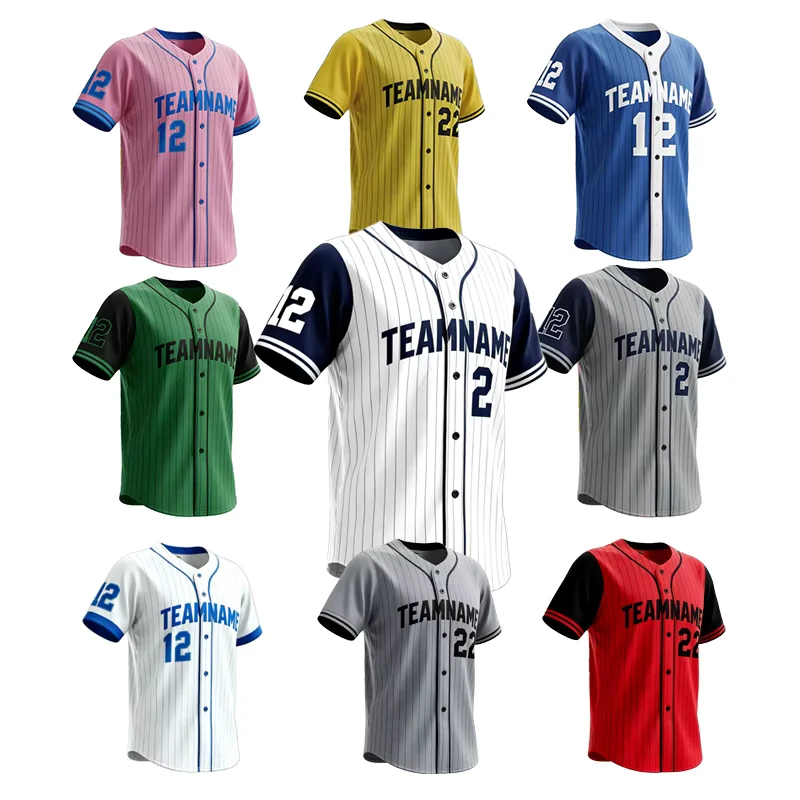 CHINEE-Baseball-Softball-Wear-Breathable-Digital-Print-Polyester-Jacket-Custom-Quick-Dry-Pinstripe-Baseball-Uniform-Button-Jersey