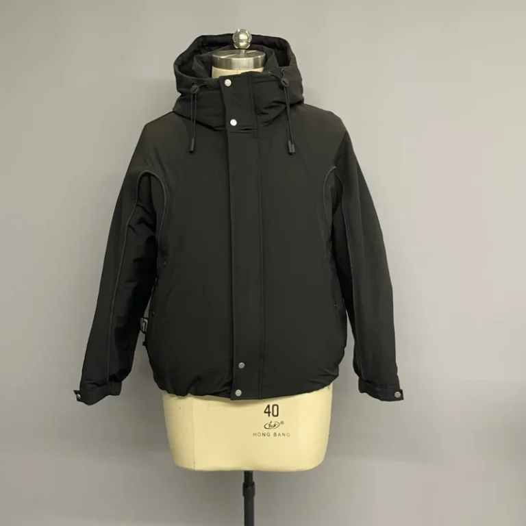 CHINEE-Black-Hooded-Waterproof-Down-Jacket-for-Customization-Piumino-Uomo