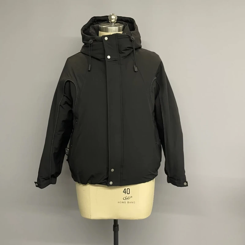 CHINEE-Black-Hooded-Waterproof-Down-Jacket-for-Customization-Piumino-Uomo
