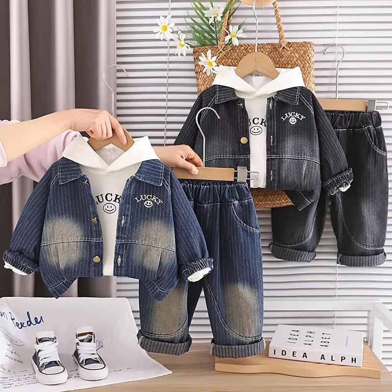 CHINEE-Boys-Casual-Cotton-Spring-Autumn-Suit-Baby-New-Korean-Style-Cartoon-Denim-Hoodie-Set-of-Three-Clothes-Custom-Logo