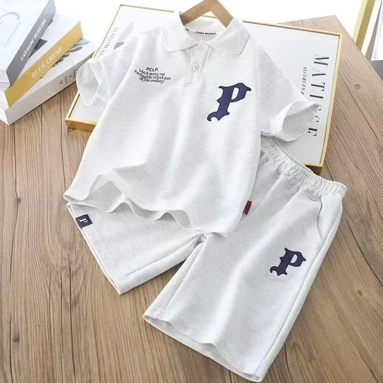 CHINEE-Boys-Casual-Polo-Shirt-and-Shorts-Two-piece-Set-Childrens-Summer-Sportswear-Set
