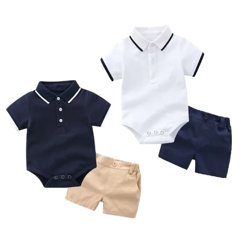 CHINEE-Boys-Casual-Summer-Two-Tone-Cotton-Jumpsuit-Set-Short-Sleeve-Polo-Shirt-and-Shorts-Solid-Pattern-Two-Piece