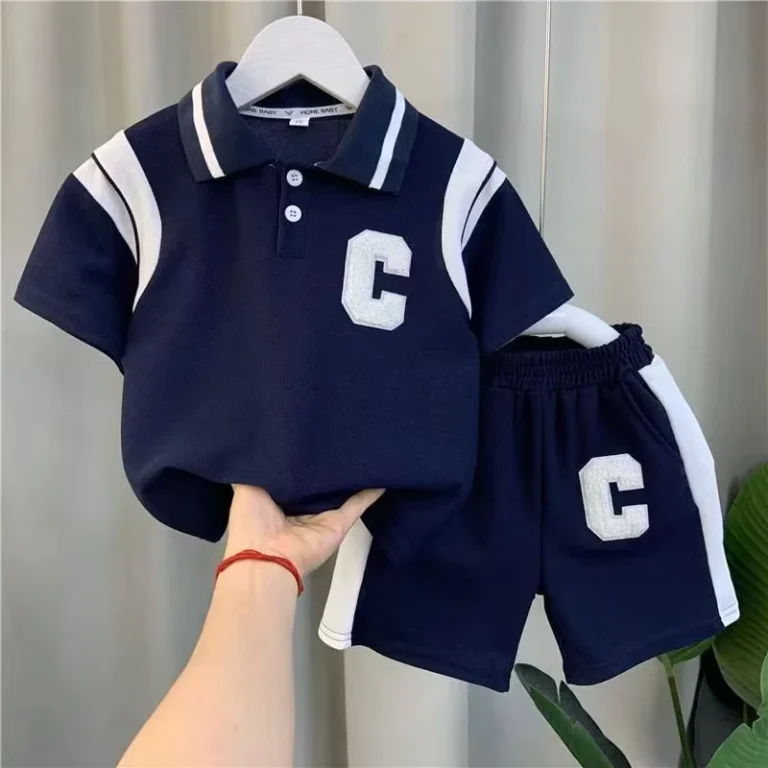CHINEE-Boys-Casual-Summer-Wear-Set-New-Small-and-Medium-sized-Polo-Sports-Short-Sleeved-Clothing-with-Letter-Pattern