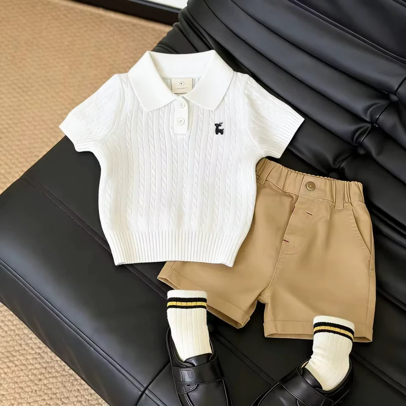 CHINEE-Boys-Childrens-Dopamined-Polo-Short-Sleeved-Shirt-Kids-Causal-Summer-College-Style-Sweater-Set-for-Boys-Girls-Clothing-Set
