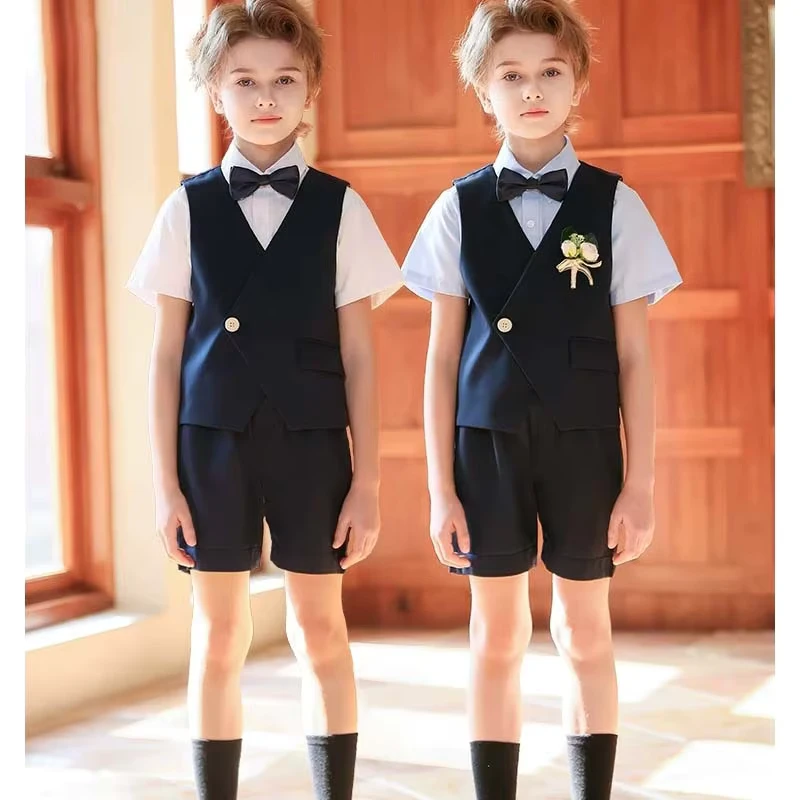CHINEE-Boys-Formal-Clothing-School-Uniform-Vest-Set-Kids-Outfits