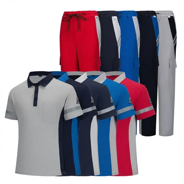 CHINEE-Breathable-Summer-Workwear-Quick-dry-Moisture-Wicking-Short-Sleeve-Anti-Static-Work-Polo-Shirts-Pants-Reflective-Work-Clothes