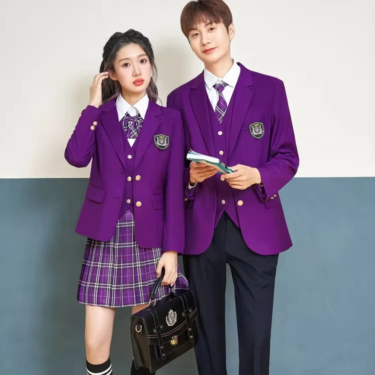 CHINEE-British-Style-Student-Uniform-Suit-Meeting-Formal-Dress-Occasion-Student-Union-Performance-Host-Dress-Suit