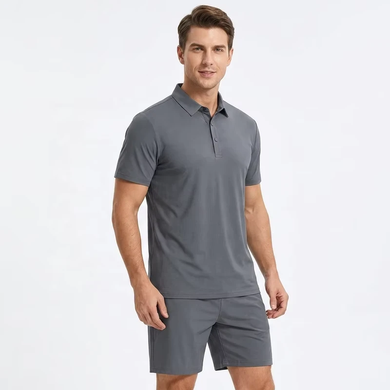 CHINEE-Business-Casual-Ice-Silk-Mens-Summer-Breathable-Quick-Dry-Polo-Shirt-and-Shorts-Set-for-Golf-Outdoor-Sports-1