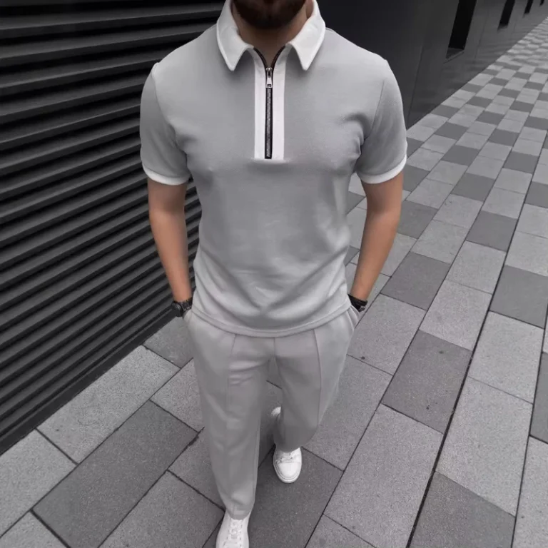 CHINEE-Casual-Mens-Short-Sleeved-POLO-Shirt-Set-Spring-Summer-Casual-Pants-Two-Piece-Set