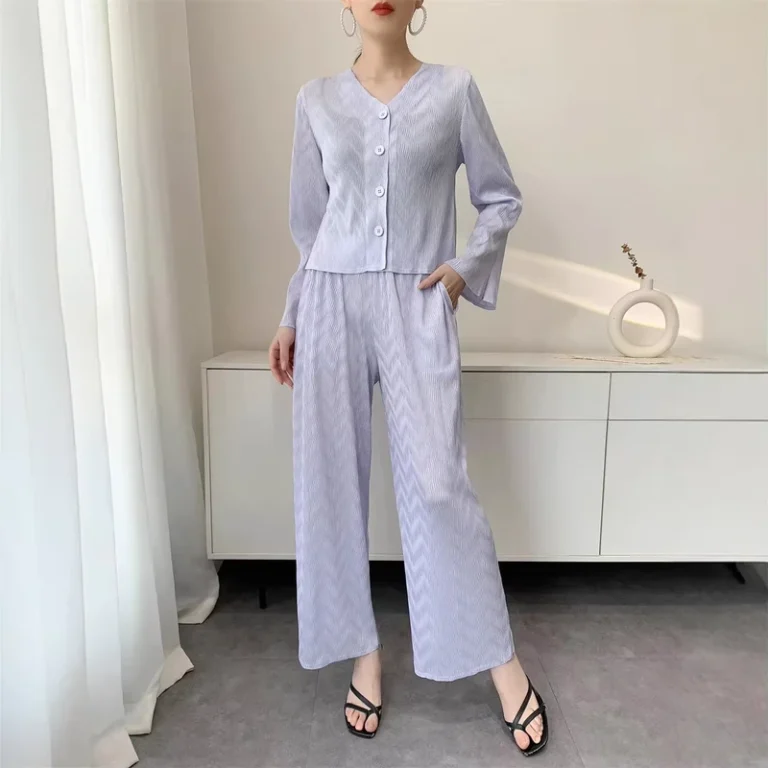 CHINEE-Casual-Pleated-Suit-Women-Spring-Autumn-Stylish-Age-reducing-Loose-Ankle-Long-Wide-leg-Pants-Two-piece-Set-1