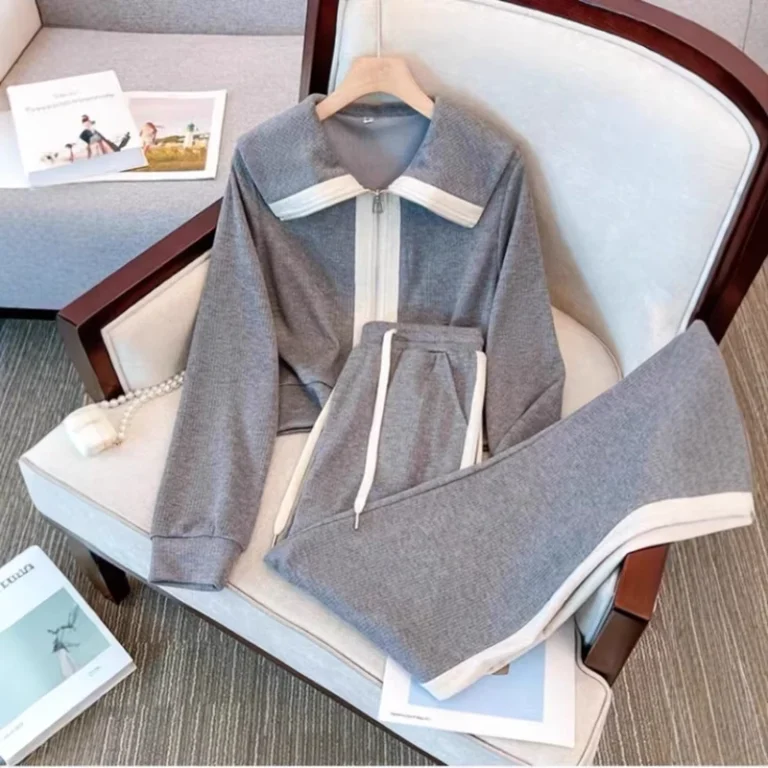 CHINEE-Casual-Suit-Womens-Spring-Autumn-Solid-Daily-Wear-Short-Loose-Fit-High-grade-Salt-Sweat-Wide-leg-Pants-Two-piece-Set