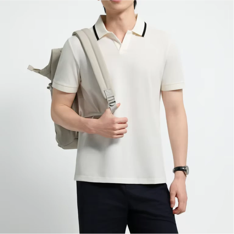 CHINEE-Casual-Summer-Outdoor-Knitted-Polyester-Cotton-Anti-Wrinkle-Solid-Golf-Sweatshirt-Mens-Slim-V-Neck-Short-Sleeved-Polo-Shirt-1