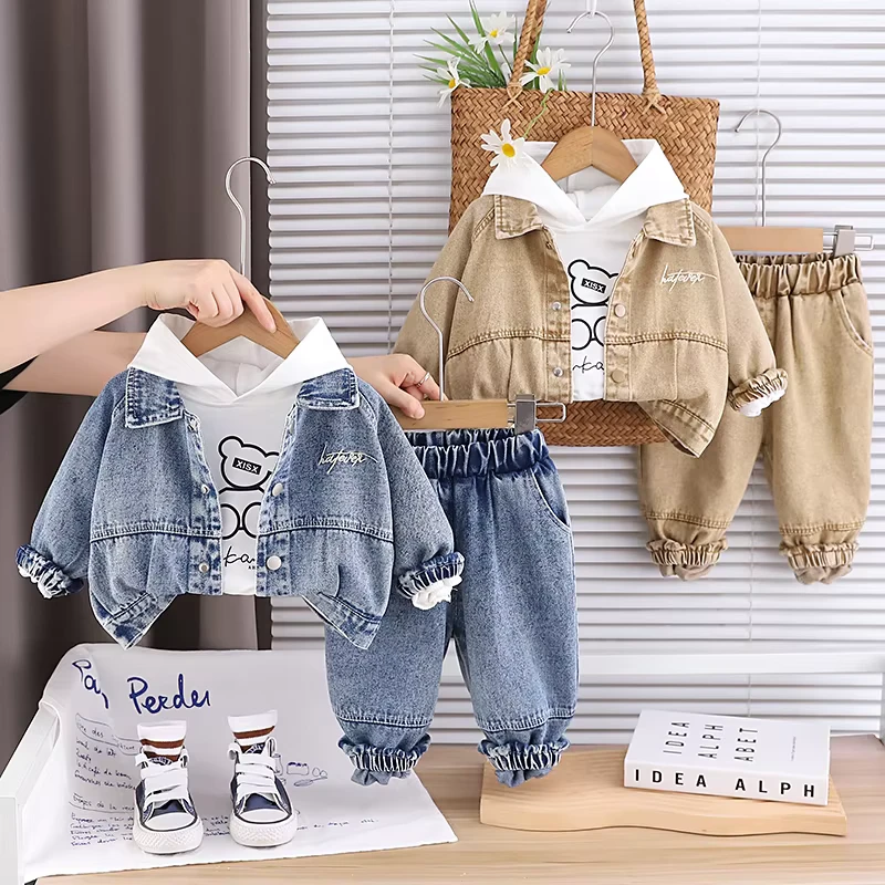 CHINEE-Casual-Three-Piece-Suit-for-Little-Boys-1-5-Years-Old-Cartoon-Pattern-Jean-Denim-Jacket-and-Outwear-Coats-Perfect-Baby-Suit