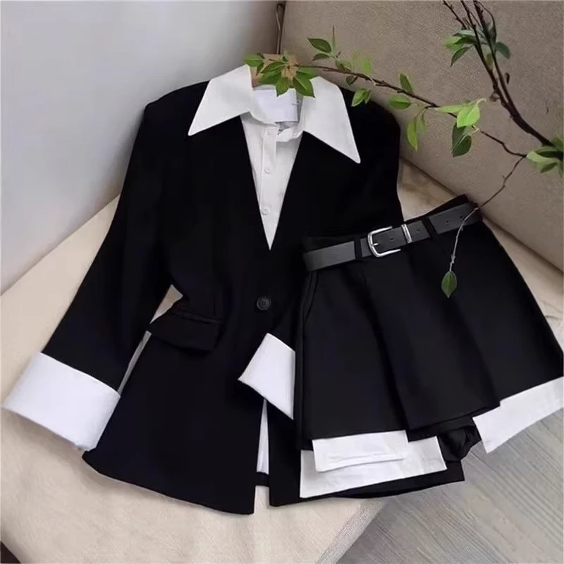 CHINEE-Chic-Mature-Style-Hot-Girl-Spring-and-Autumn-Two-Piece-Mid-Length-Blazer-Jacket-with-Button-High-Waisted-Skirt-Pants-Elegant-Set-1