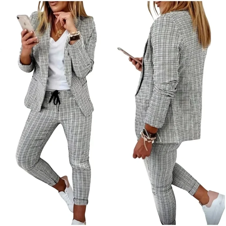 CHINEE-Chic-Office-Wear-Set-Womens-Long-Sleeve-Blazer-Drawstring-Pencil-Pants-Spring-Autumn-Two-Piece-Suit