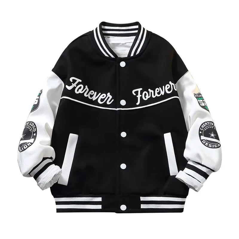 CHINEE-Childrens-Boys-Baseball-Uniform-Jacket-Spring-Autumn-Garment-Dyed-Printed-Mid-Size
