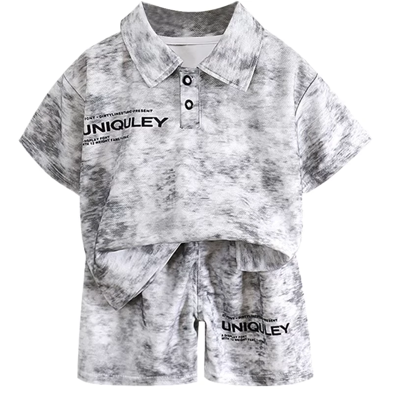 CHINEE-Childrens-Casual-POLO-Shirt-Suit-Korean-Fashion-Short-Sleeve-Shorts-with-Lapel-Summer-Collection
