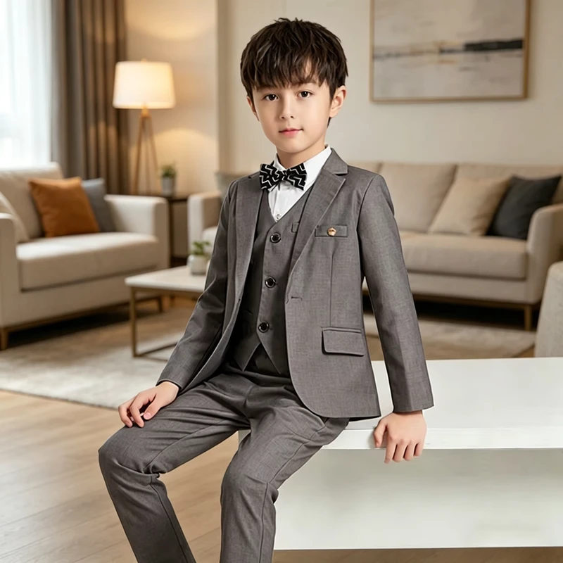 CHINEE-Childrens-Clothing-Spring-Boys-Suit-Performance-Dress-Flower-Girls-Wedding-Show-Red-Cotton-Blend-England-Style-Suit-Set-1