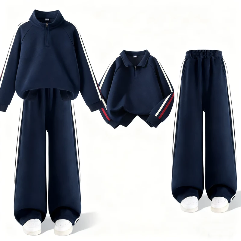 CHINEE-Childrens-Hoodie-Set-Spring-Autumn-New-Sportswear-Solid-Color-Western-style-Outdoor-Two-piece-Set-Stock-2