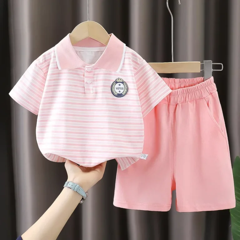 CHINEE-Childrens-POLO-Shirt-Set-Summer-Short-sleeved-Shorts-Collar-Boys-and-Girls-Casual-Sports-Outfit