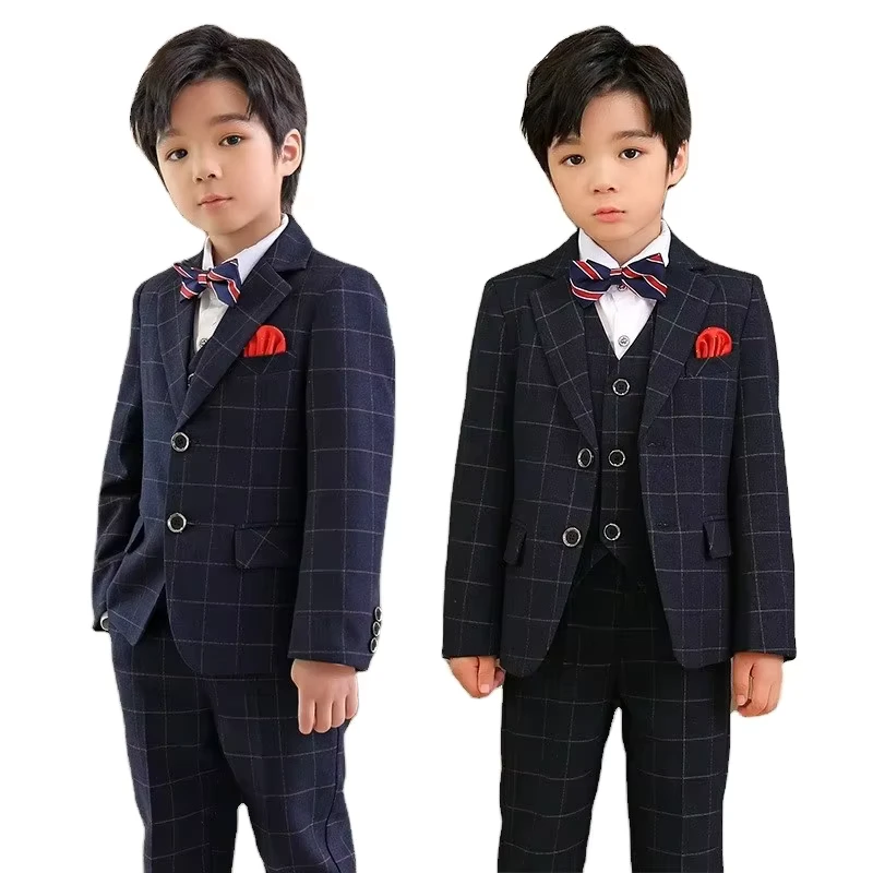 CHINEE-Childrens-Suit-English-Check-Suit-Boys-Formal-Speech-Dress-Uniform-Set-1