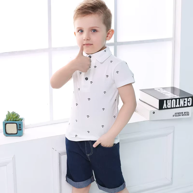 CHINEE-Childrens-Summer-Boys-Shirt-Short-sleeved-Denim-Shorts-Cotton-Korean-Style-Denim-Jeans-Shorts-Pants-Outfits-Set