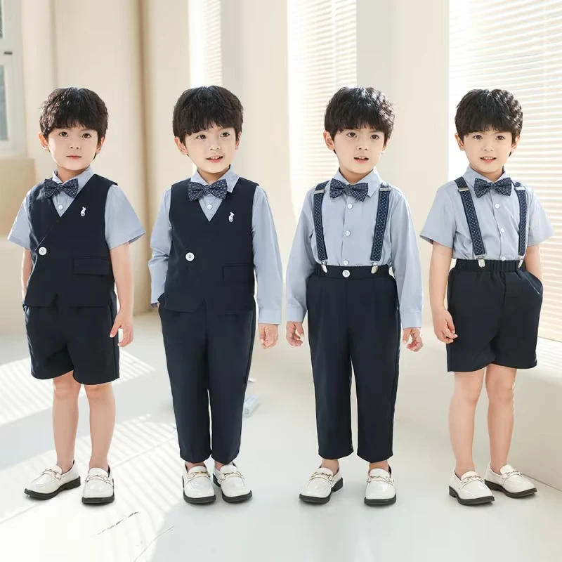 CHINEE-Classic-Navy-Blue-Boys-Vest-and-Shorts-Set-with-White-Dress-Shirt-and-Bow-Tie