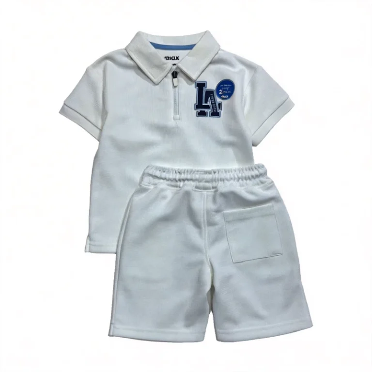 CHINEE-Classic-White-Boys-Polo-T-Shirt-and-Shorts-Set-Short-Sleeve-Two-Piece-Summer-Kids-Outfit