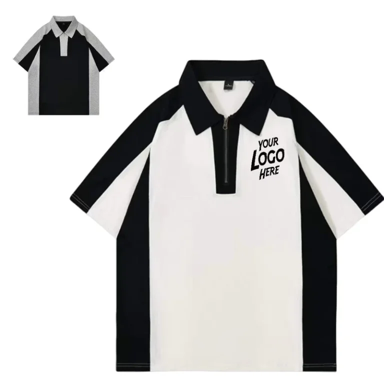 CHINEE-Clothing-Manufacturers-Custom-Summer-New-Color-blocking-240-Grams-100-Cotton-Polo-Shirt-Zipper-Short-Sleeves-t-Shirt-for-Men