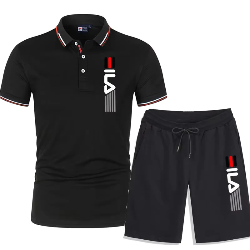 CHINEE-Cross-Border-Two-Piece-Mens-Polo-Suit-New-Summer-Breathable-Short-Sleeved-T-Shirt-with-Lapel-and-Shorts-Casual-Style