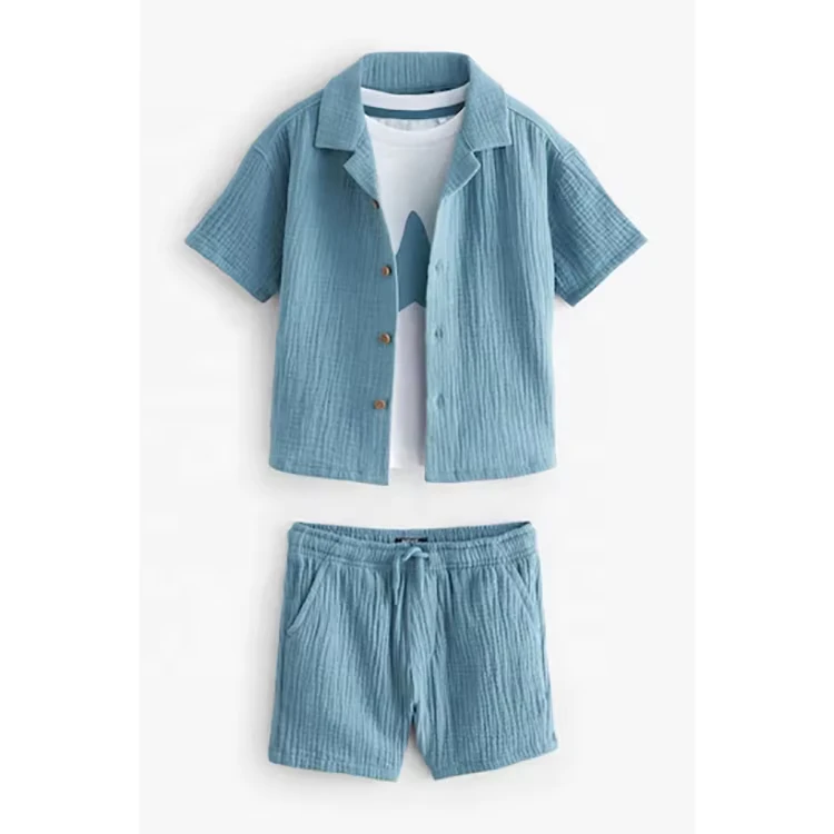 CHINEE-Custom-Baby-Boys-Polo-Neck-Kids-Summer-T-Shirt-Short-Sleeve-Textured-Shirt-Shorts-Set-Children-Clothes-Set-1