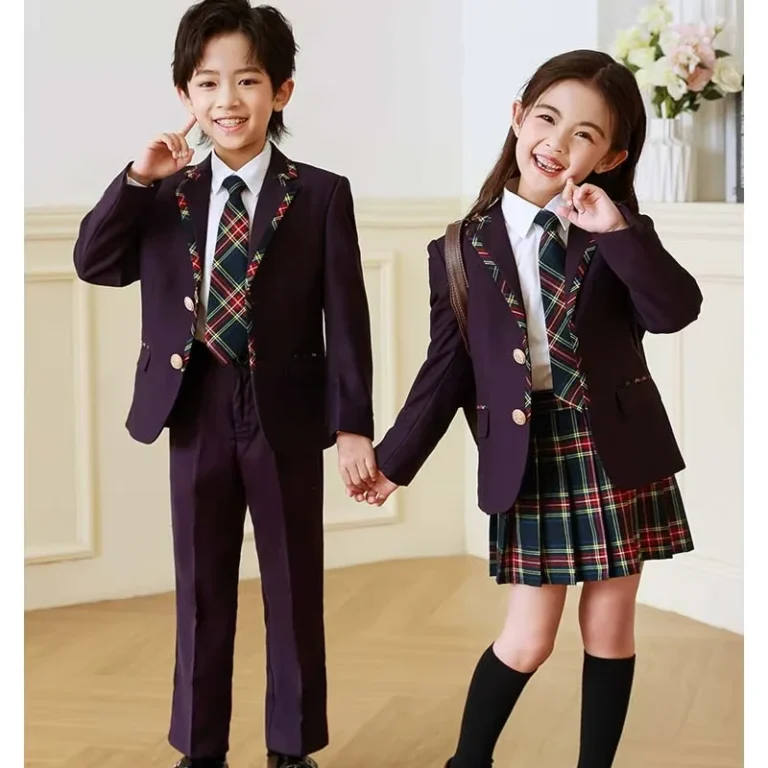 CHINEE-Custom-British-Style-School-Uniform-Set-Blazer-Tie-Shirt-Skirt-Ages-6-14-5-Pieces-for-Kids-1