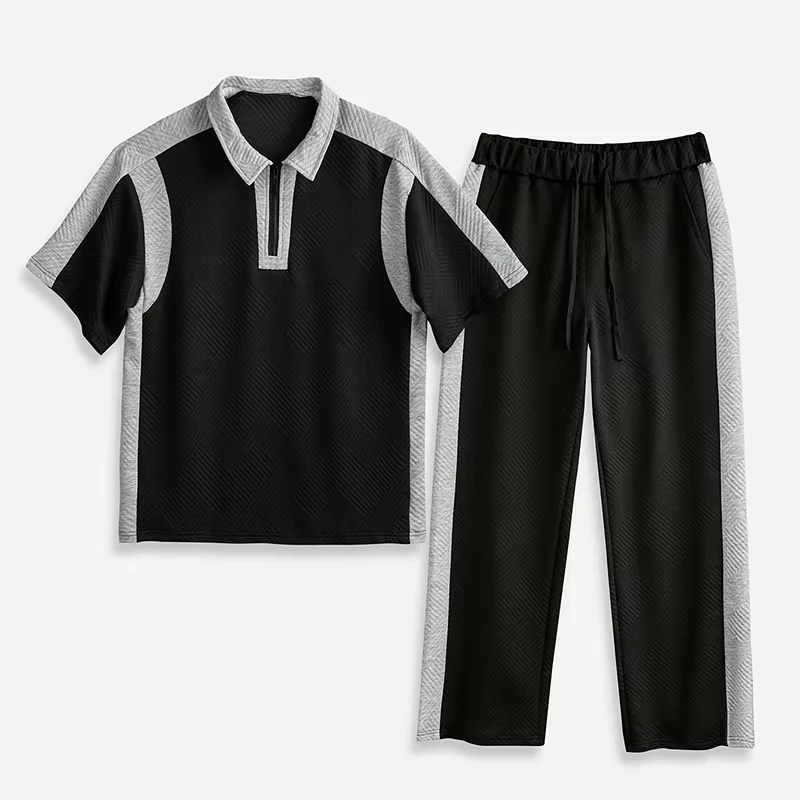 CHINEE-Custom-Design-Simple-Color-Matching-Mens-Polo-Shirt-Set-Casual-Shirt-and-Pants-Two-Piece-Suit-Suitable-for-Daily-or-Business-2