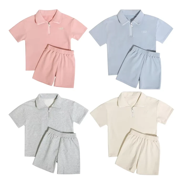 CHINEE-Custom-Embroidery-Summer-Toddler-Clothes-Polo-Shirt-Zipper-Design-Kids-Tracksuit-Set-Casual-Baby-Boys-Clothing-Sets