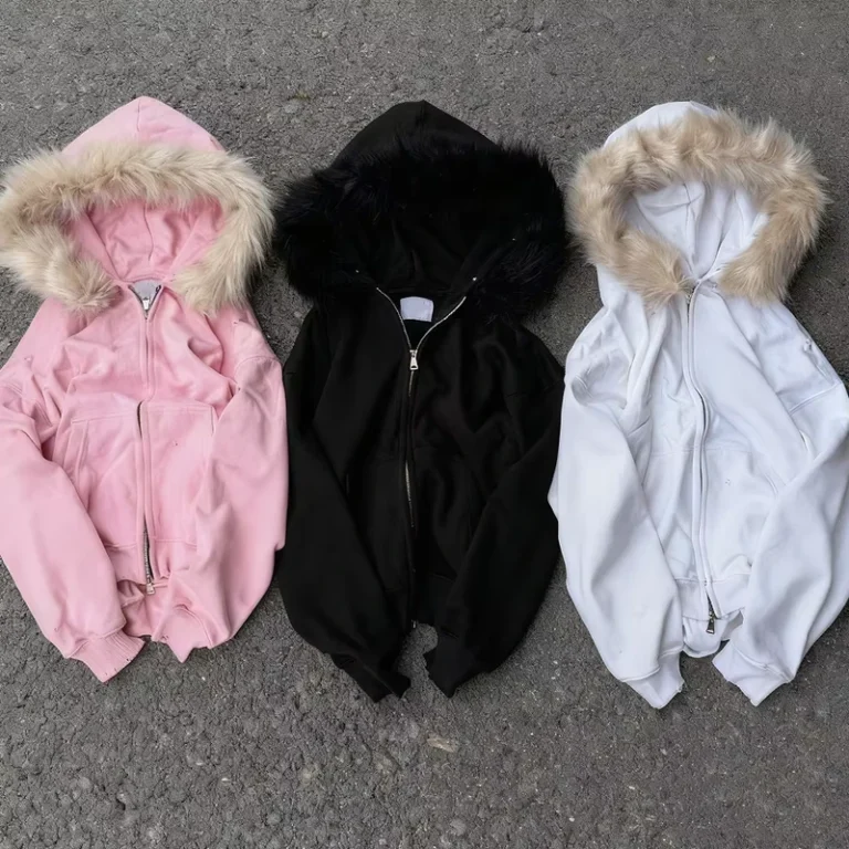 CHINEE-Custom-Fur-Hood-French-Terry-100-Cotton-Zip-up-Hoodie-Jacket-Oversized-Ribbed-Hem-Distressed-Hoodie-For-Men