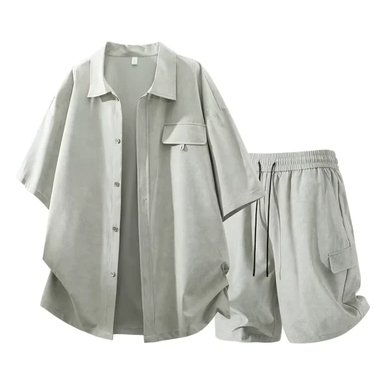 CHINEE-Custom-Logo-OEM-Short-Sleeve-Shirt-Set-Mens-2-Piece-Summer-Casual-Square-Collar-Open-Front-Shirt-Mens-Short-Sleeve-Shirt-Set-3